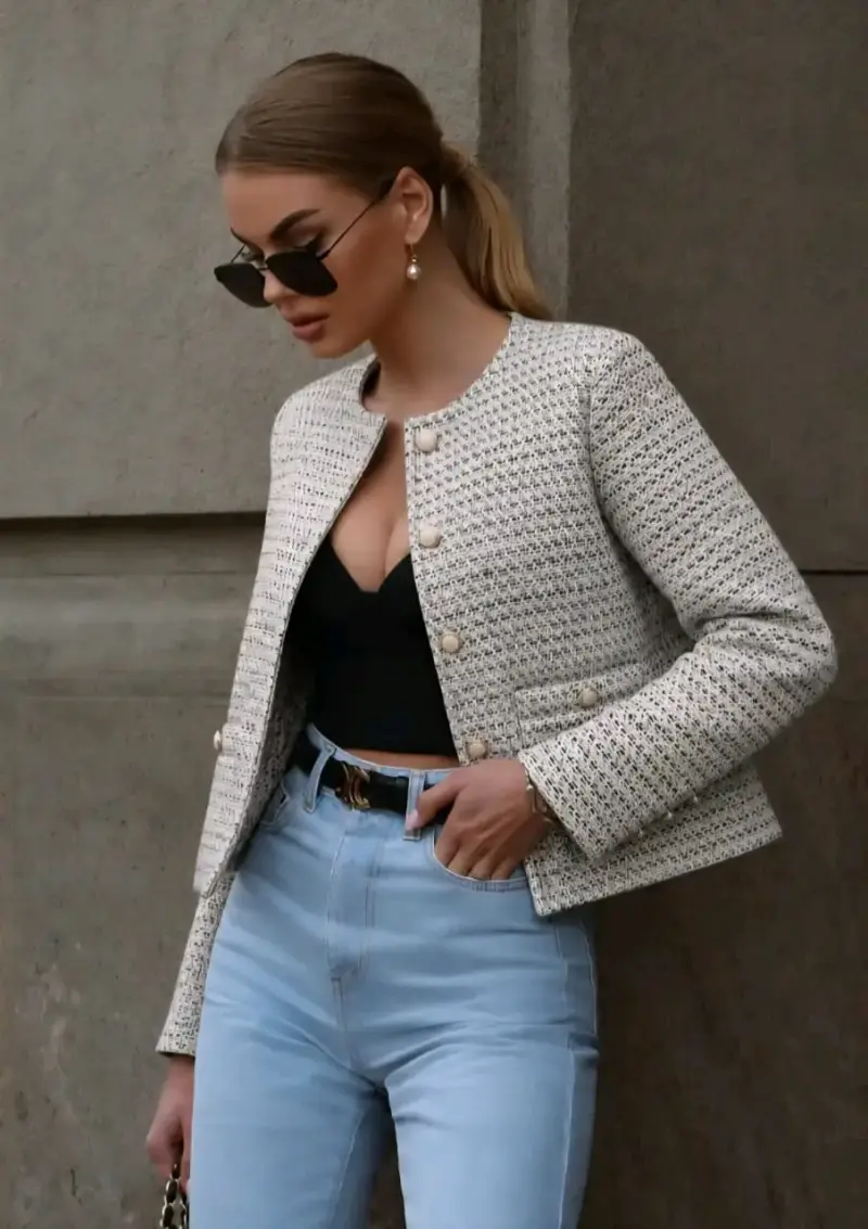 Chaqueta elegante de tweed para mujer - 1