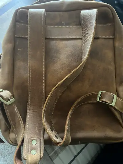 Mochila de cuero vintage marrón - miniatura 1