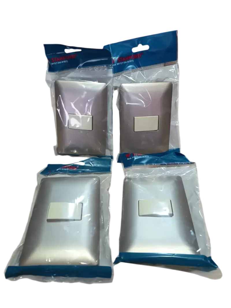 Pack 4 Interruptor Simple 9/12 Champaña Stanford - 1
