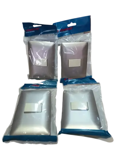 Pack 4 Interruptor Simple 9/12 Champaña Stanford - miniatura 1