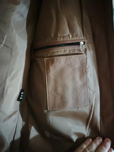 Chaqueta de cuero marrón para mujer - miniatura 3