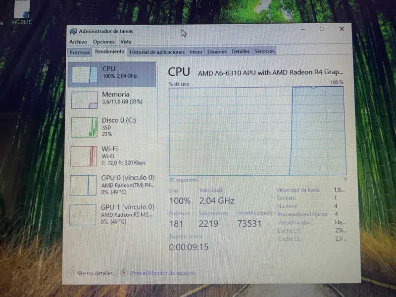 Laptop Acer con procesador AMD A6 y cargador - 6