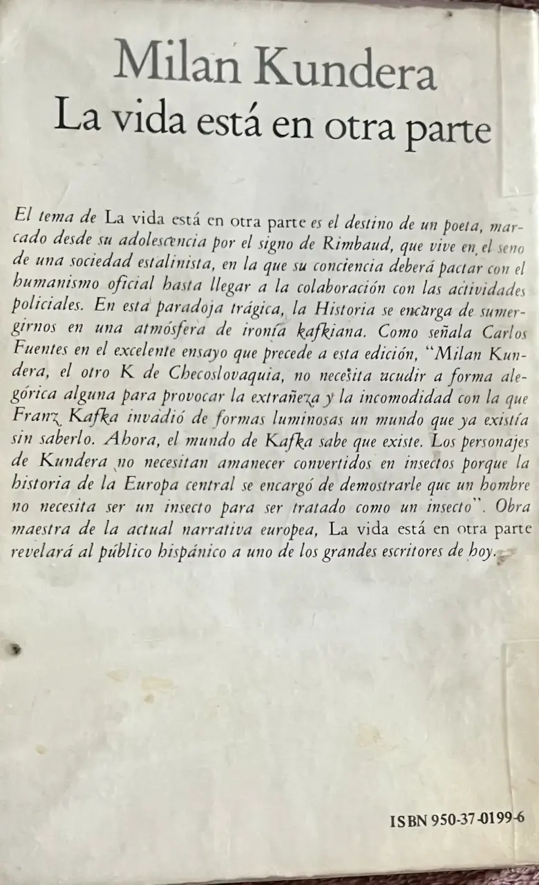 Libro 'La vida está en otra parte' de Milan Kundera - 2