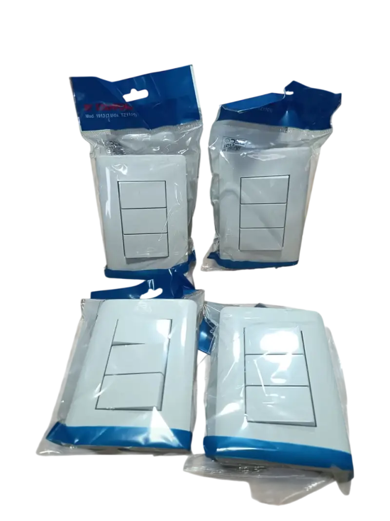 Pack 4 Interruptor Triple 9/32 Blanco Stanford - 1