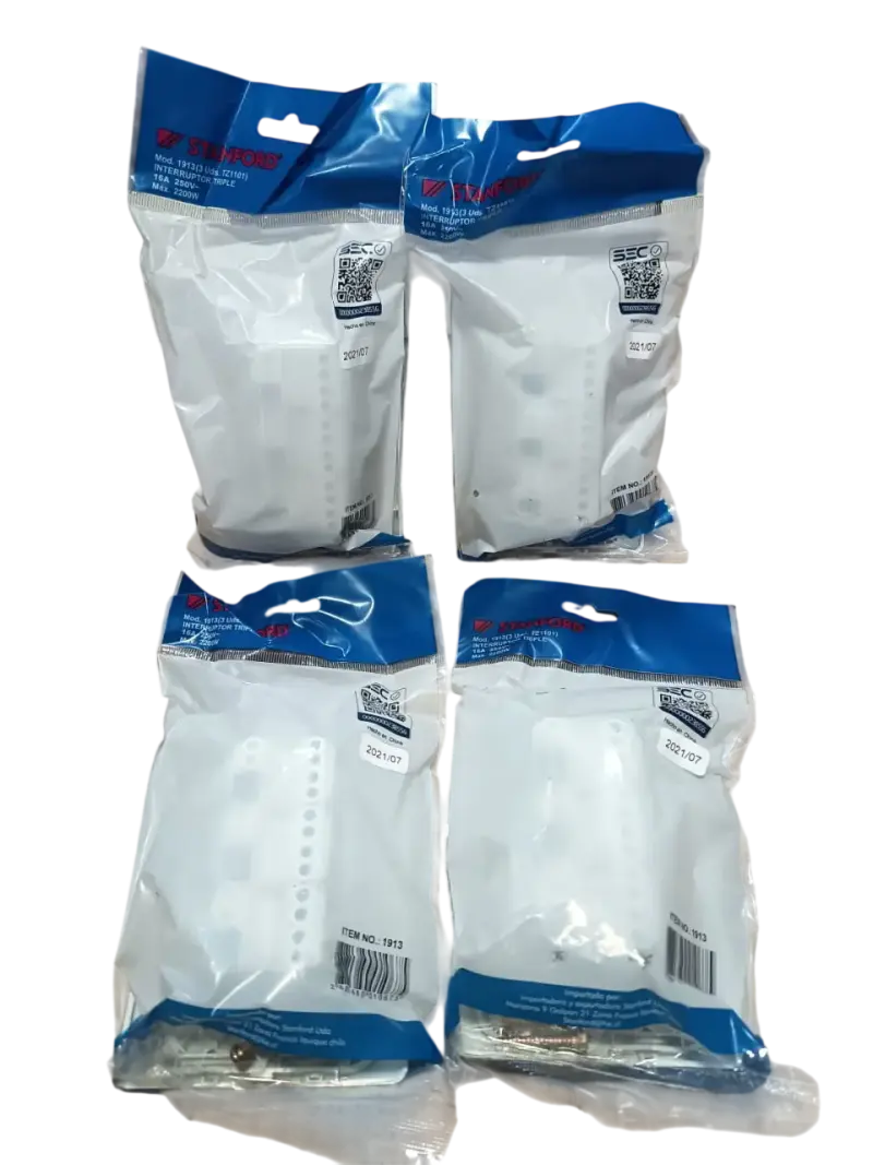 Pack 4 Interruptor Triple 9/32 Blanco Stanford - 2