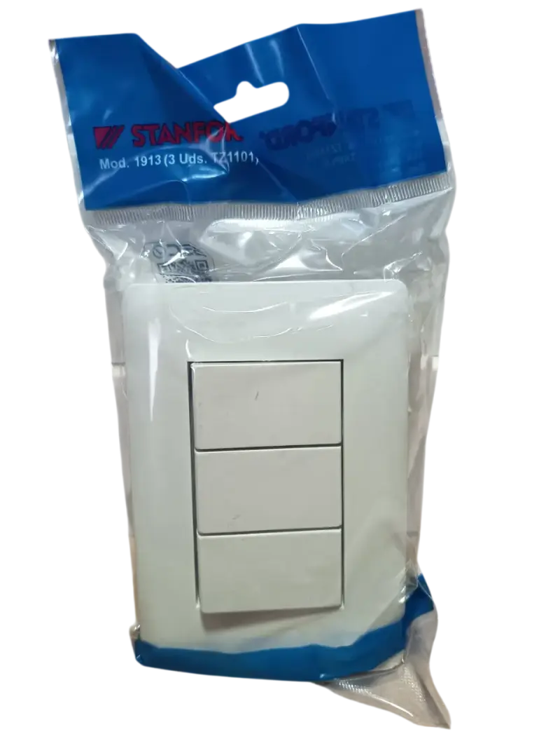 Pack 4 Interruptor Triple 9/32 Blanco Stanford - 3