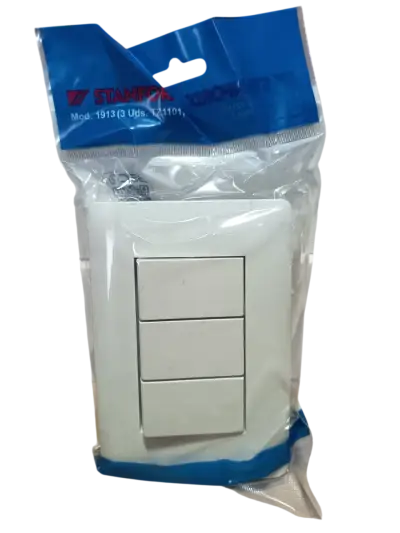 Pack 4 Interruptor Triple 9/32 Blanco  Stanford - miniatura 3