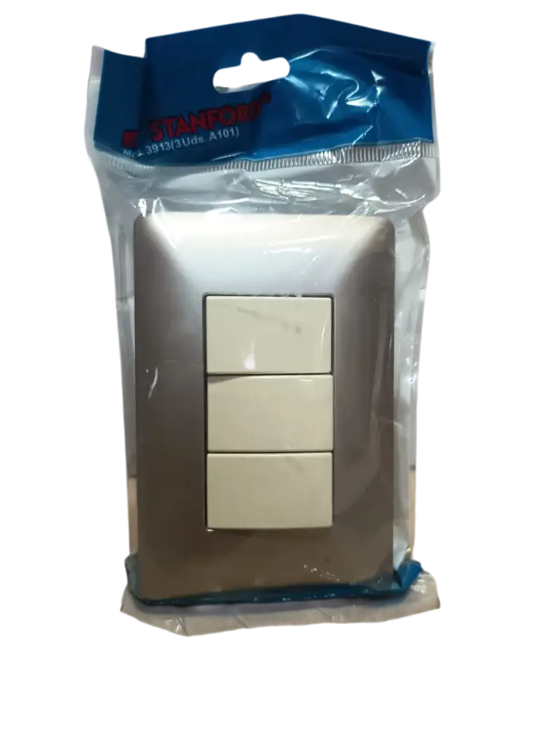 Pack 4 Interruptor Triple 9/32 Champaña Stanford - 3