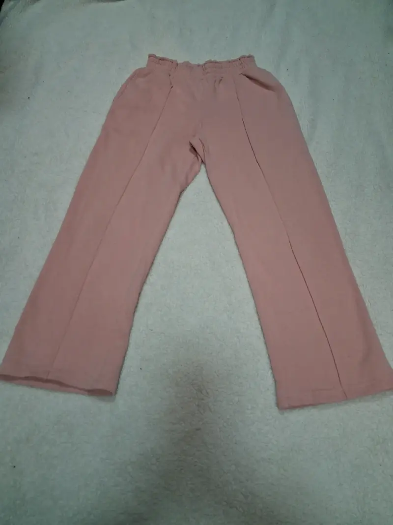Pantalones rosados de algodón para niña talla 12 - 1