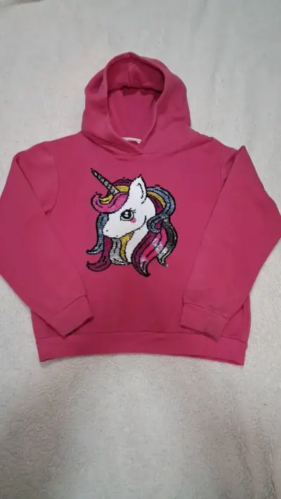 Polerón infantil rosado con unicornio de lentejue - miniatura 3