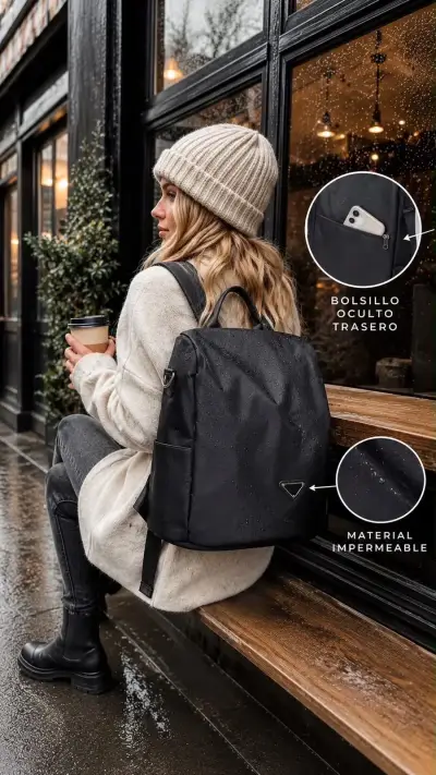 Mochila impermeable con bolsillo oculto (antirrobo - miniatura 1
