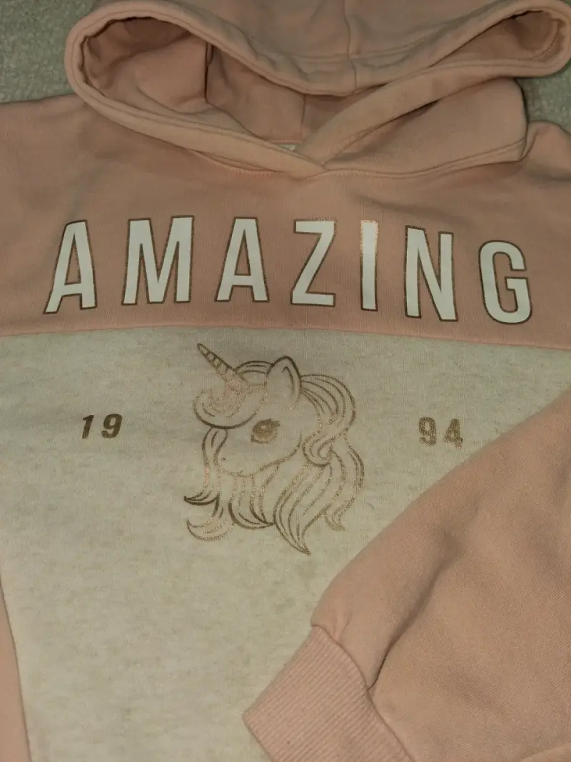 Polerón H&M con capucha unicornio rosa para niña - 3