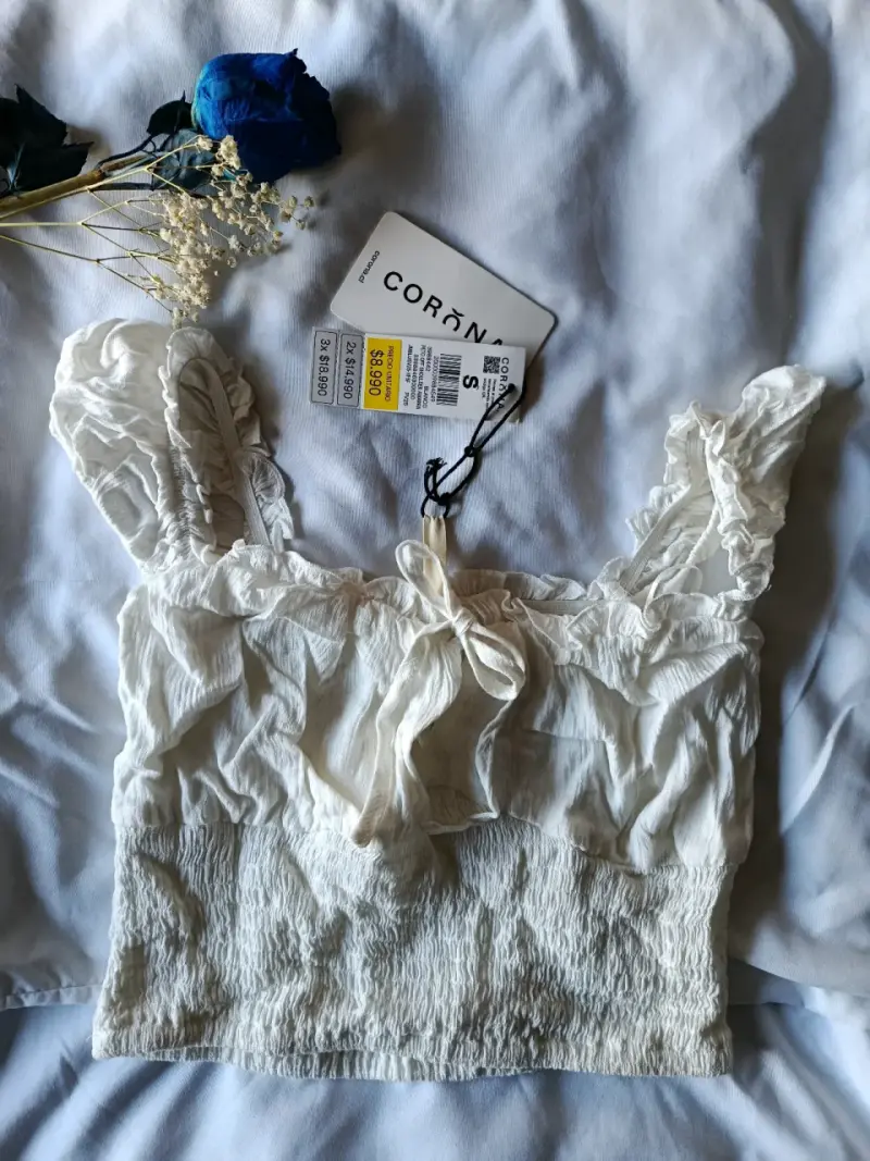 Top blanco coquette - 1