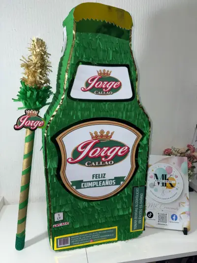 Piñata de botella de cerveza personalizada - miniatura 1