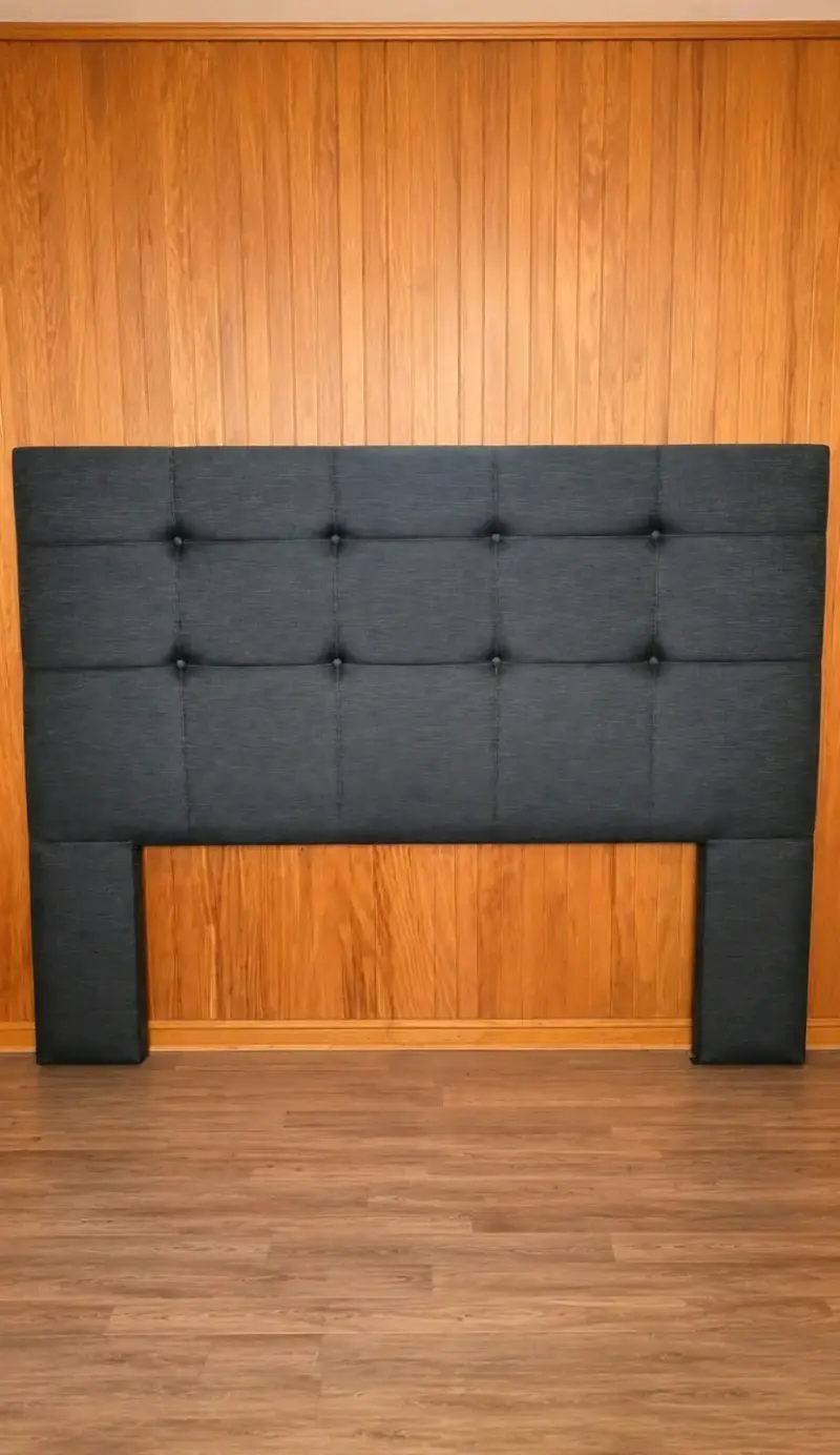 Cabecera de cama tapizada gris oscuro