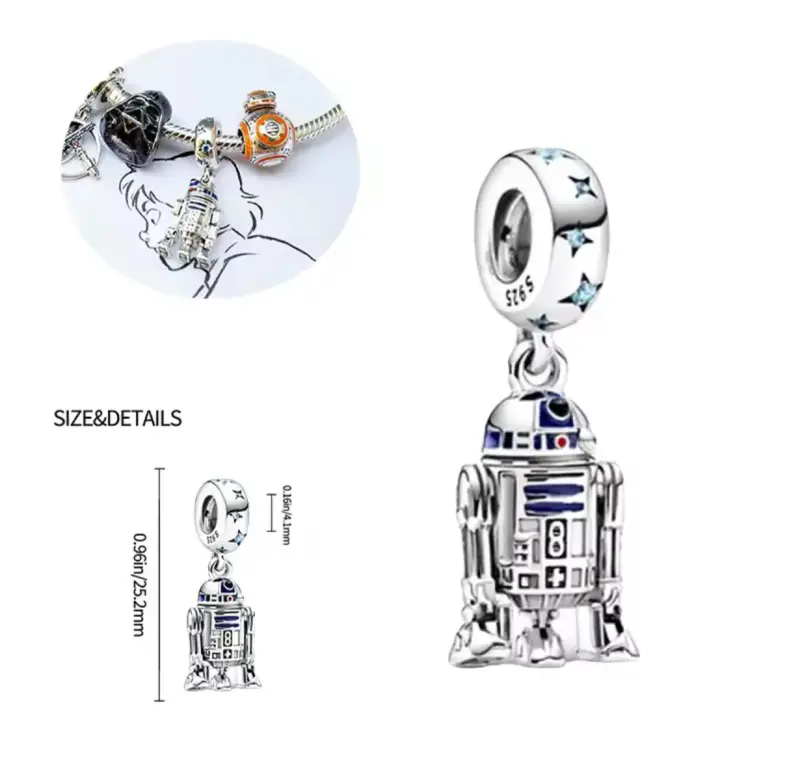 Charm colgante R2-D2 de Star Wars en plata 925