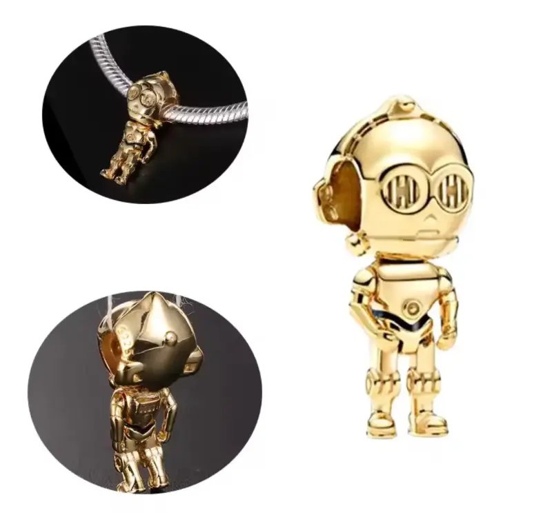 Colgante dorado de robot estilo C-3PO