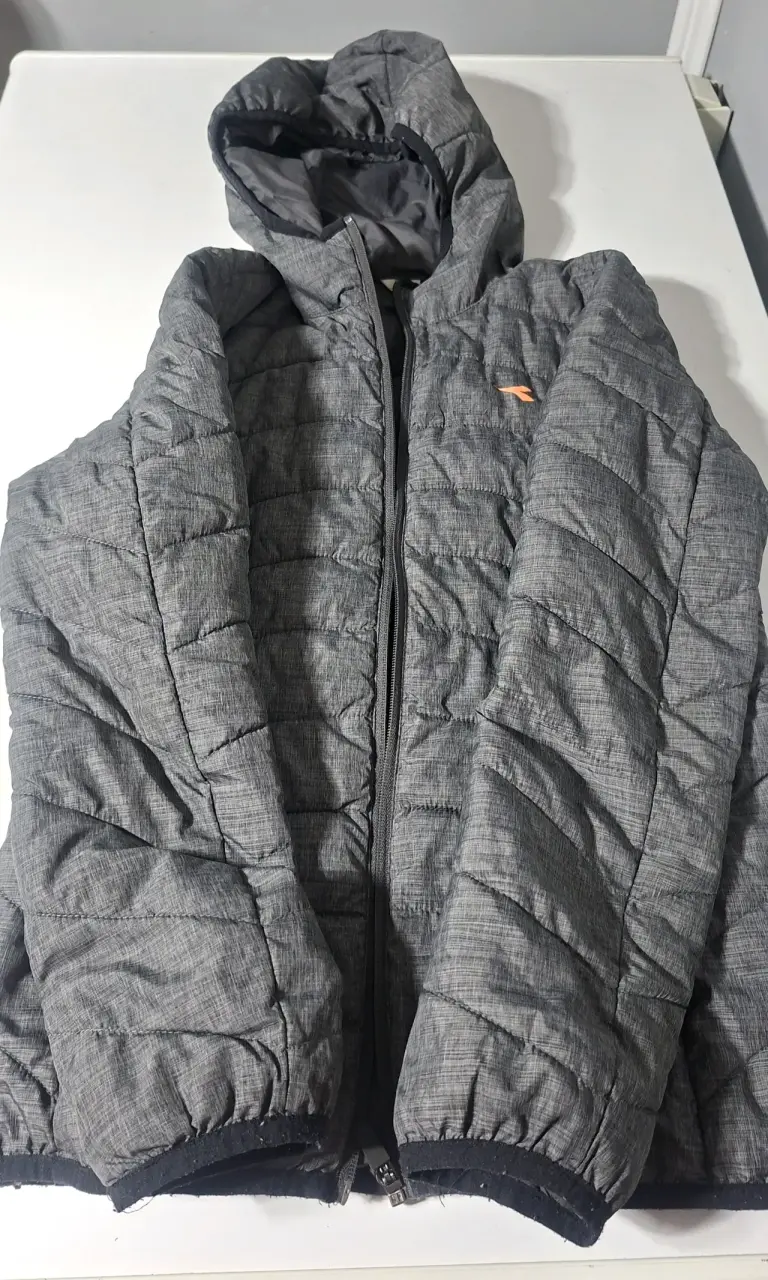 Chaqueta Acolchada Gris con Capucha Diadora - 2