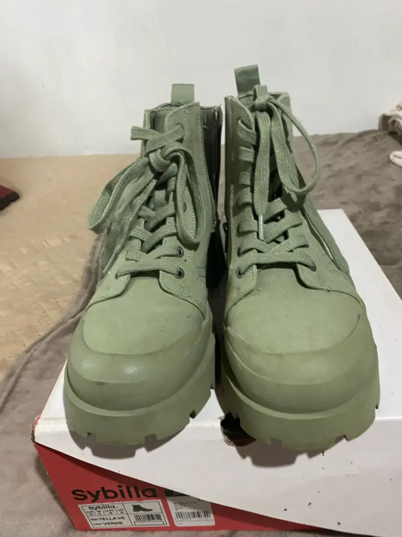 Botas de lona verde Sybilla con plataforma - 2