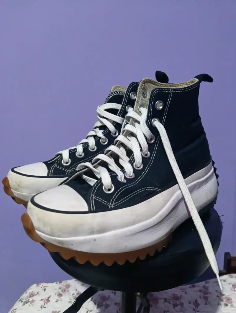 Zapatillas negras de lona con plataforma - 1