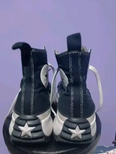 Zapatillas negras de lona con plataforma - miniatura 2