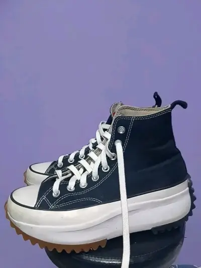 Zapatillas negras de lona con plataforma - miniatura 3