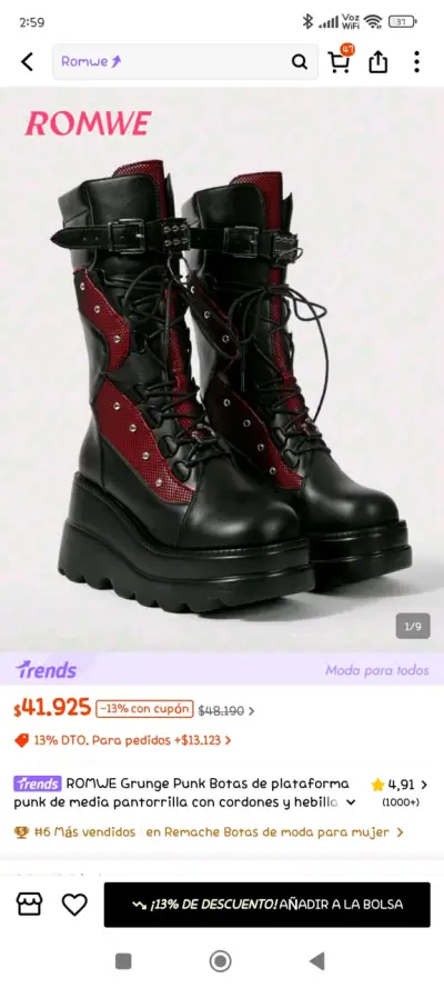 Botas de plataforma grunge punk Romwe - miniatura 1
