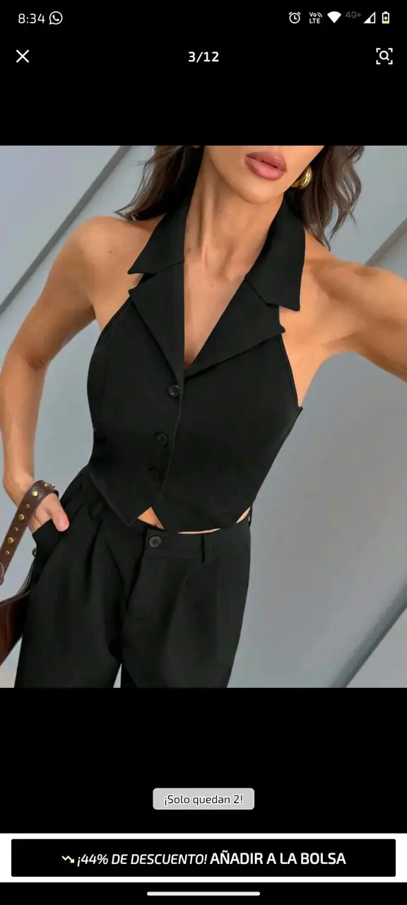 Jumpsuit negro elegante sin espalda para mujer - 2