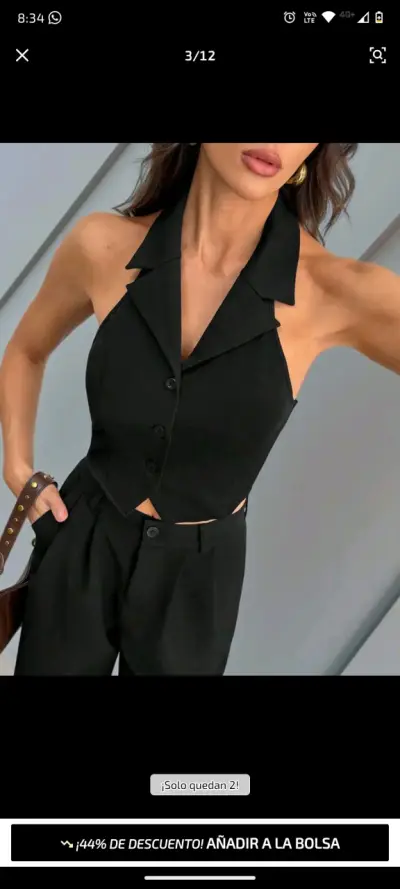 Jumpsuit negro elegante sin espalda para mujer - miniatura 2