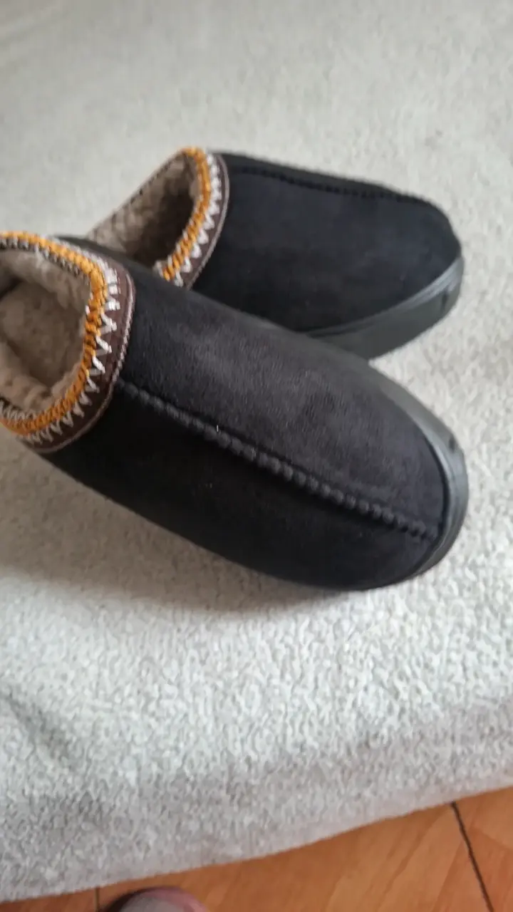 Pantuflas de invierno negras con forro cálido - 3