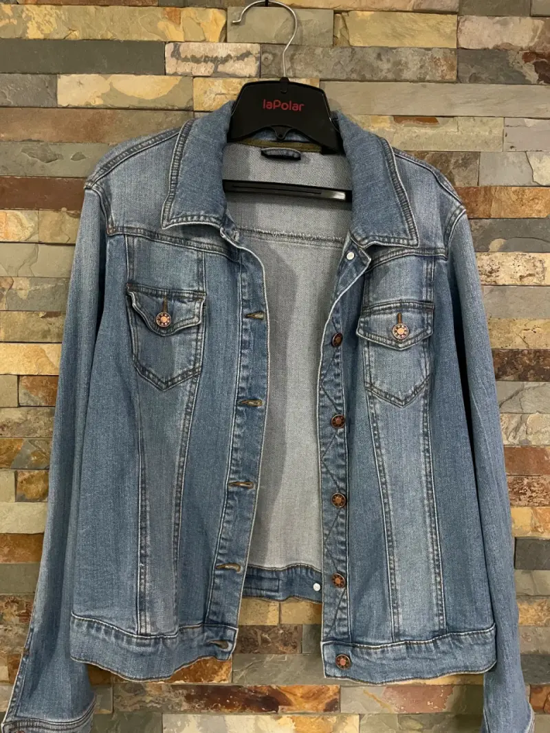 Chaqueta de mezclilla azul para mujer - 1
