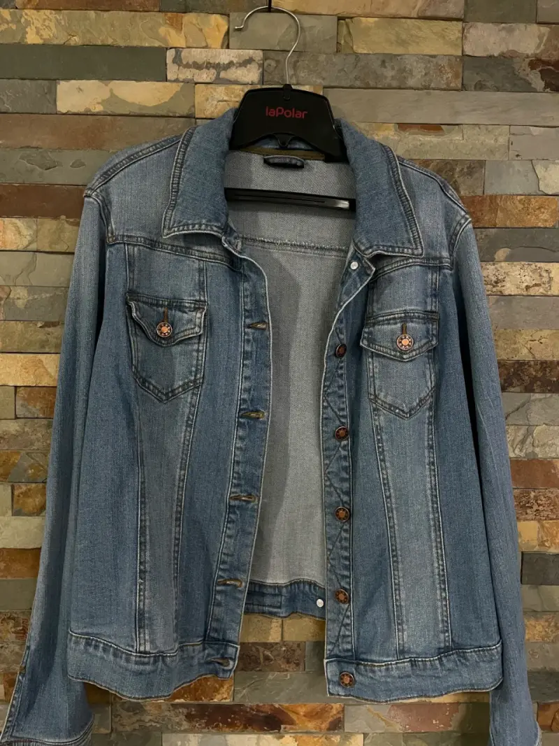 Chaqueta de mezclilla azul para mujer - 2