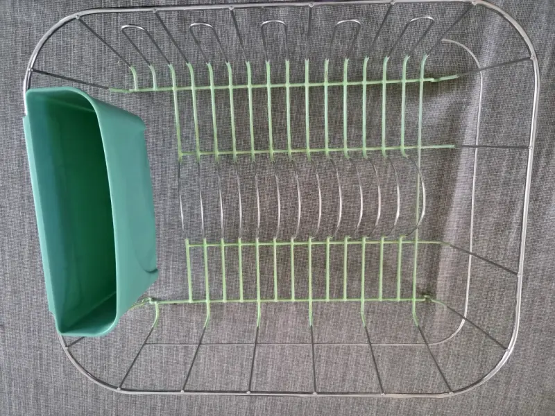 Escurridor de platos metálico con bandeja verde - 2