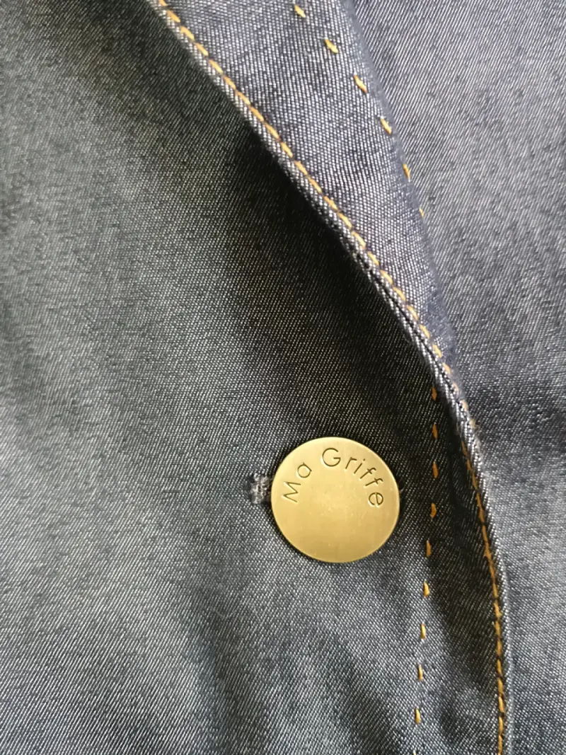 Blazer de mezclilla azul oscuro para mujer - 2