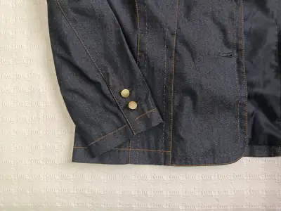 Blazer de mezclilla azul oscuro para mujer - miniatura 3