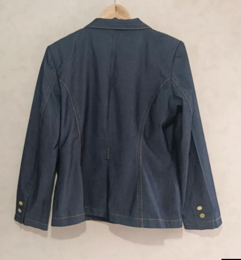 Blazer de mezclilla azul oscuro para mujer - 5