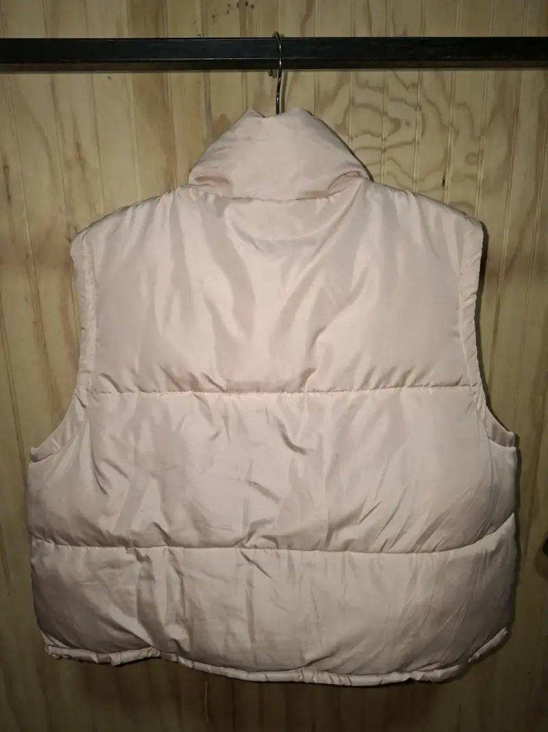 Puffa acolchado marrón y beig sin mangas reversibe - 3