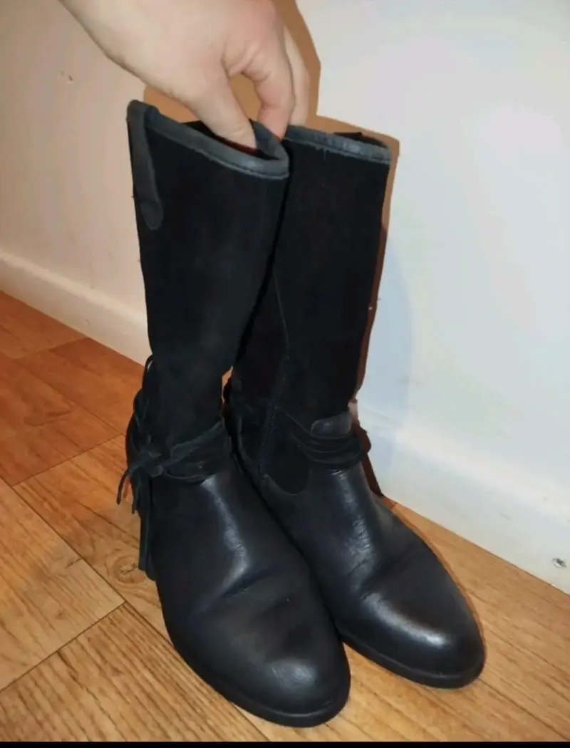 Botas de cuero negras para mujer - 2