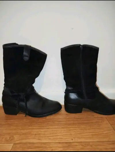 Botas de cuero negras para mujer - miniatura 3