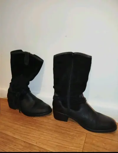 Botas de cuero negras para mujer - miniatura 4