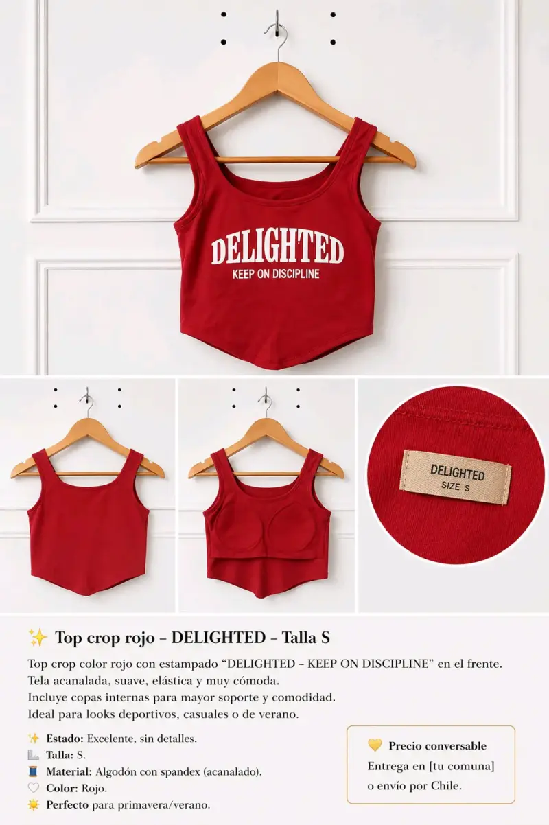 Top crop rojo DELIGHTED talla S