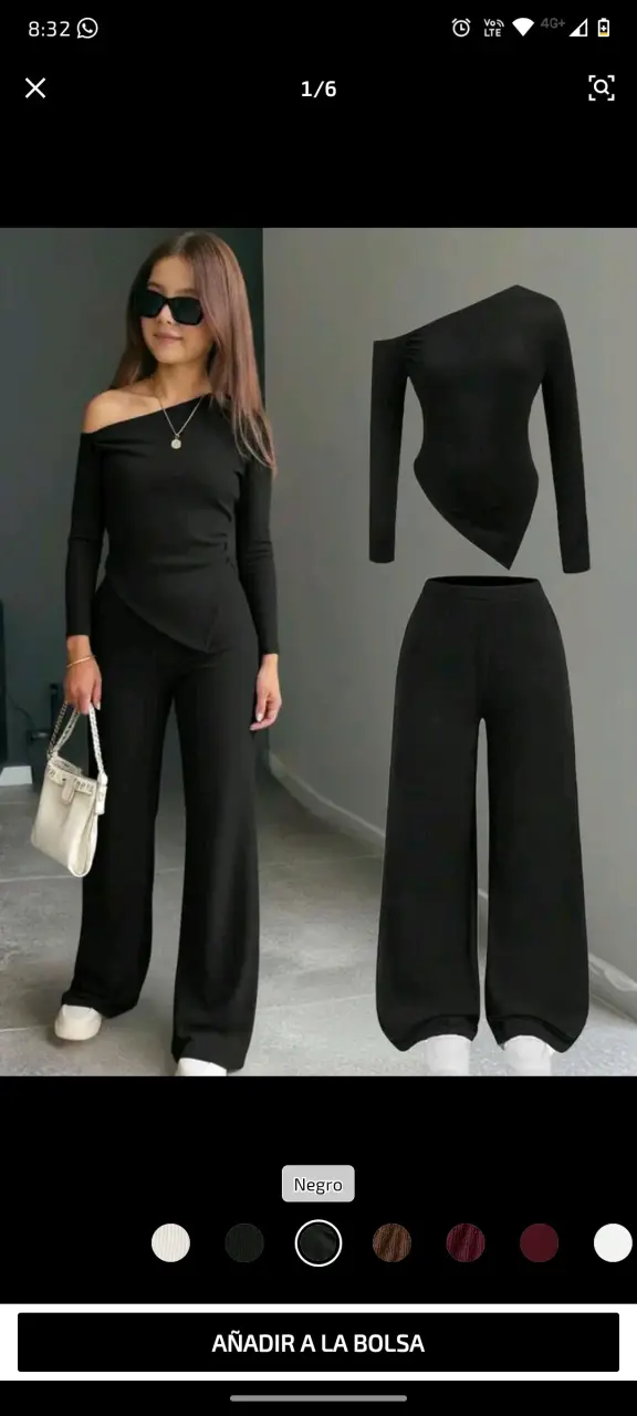 Conjunto negro de dos piezas elegante