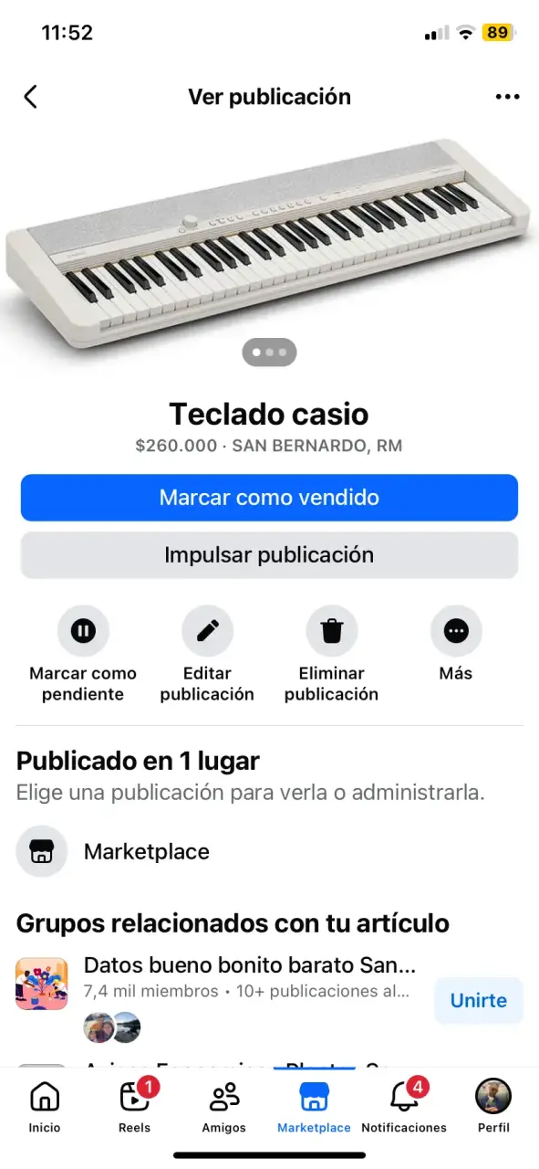 Teclado Casio portátil blanco