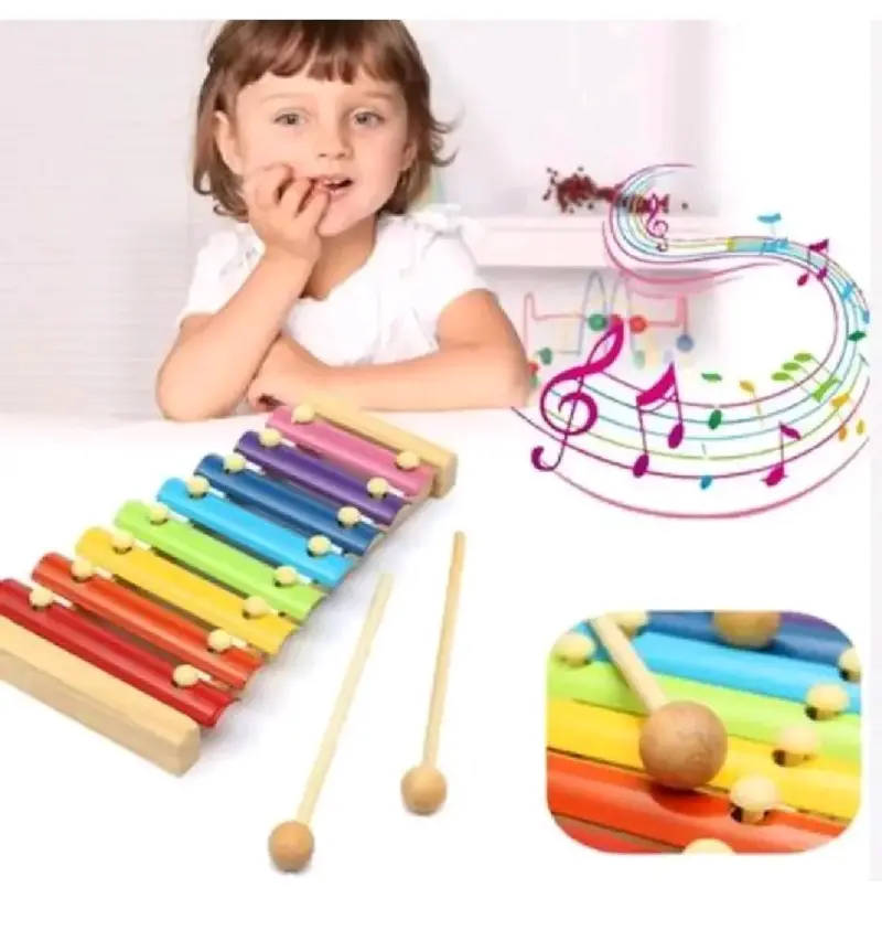 Xilófono infantil de madera multicolor