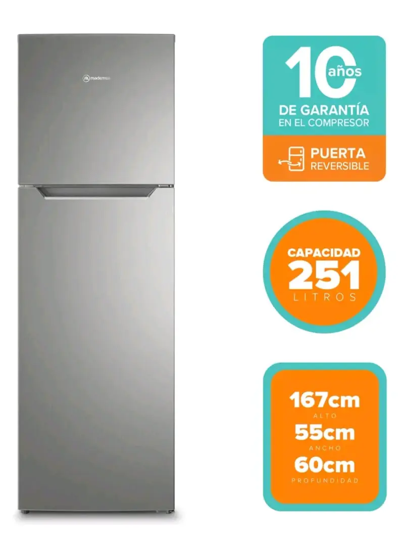 Refrigerador Mademsa 251L Puerta Reversible - 3