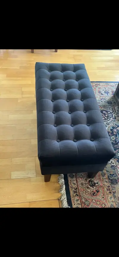 Banqueta de terciopelo azul elegante - miniatura 3