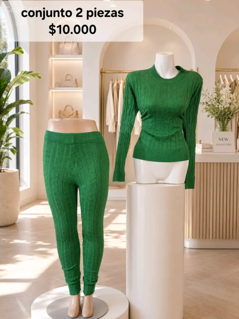 Conjunto de dos piezas verde para mujer