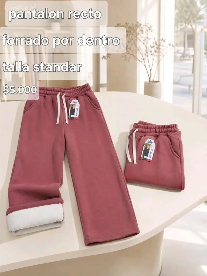 Pantalón recto forrado talla estándar - 1