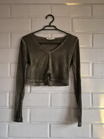 Polera manga larga cafe para mujer - miniatura 1