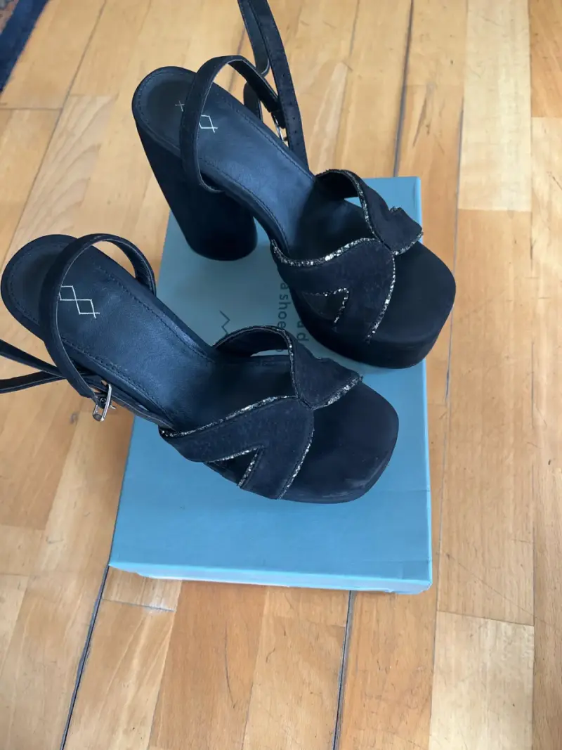 Sandalias de tacón alto negras con plataforma - 2